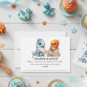 Luier Raffle Dragon Phoenix Twins Baby shower Kaart