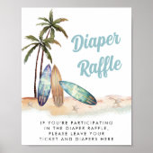 Luier Raffle Drop Off Surfen Baby shower Sign Poster (Voorkant)