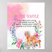 Luier Raffle eenhoorns en vlinders roze pastel Poster (Voorkant)