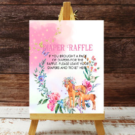 Luier Raffle eenhoorns en vlinders roze pastel Poster