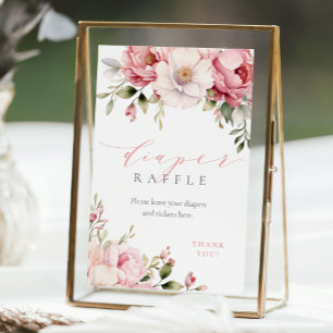 Luier Raffle Elegant Roze Bloemen Baby shower Teke