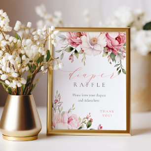 Luier Raffle Elegant Roze Bloemen Baby shower Teke Foto Afdruk