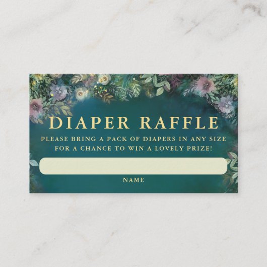 Luier Raffle Enchanted Forest Rozen Woodland Baby Informatiekaartje (Voorkant)