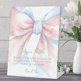 Luier Raffle Enclosure Kaart Bow Baby shower Reclamebord Met Voetstuk