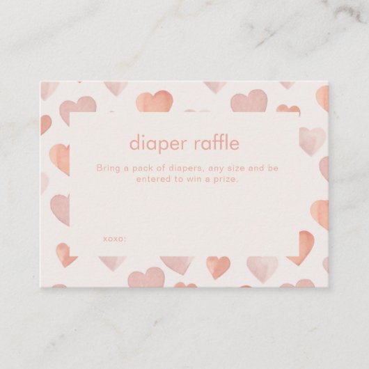 Luier Raffle Enclosure Kaart met roze harten (Voorkant)