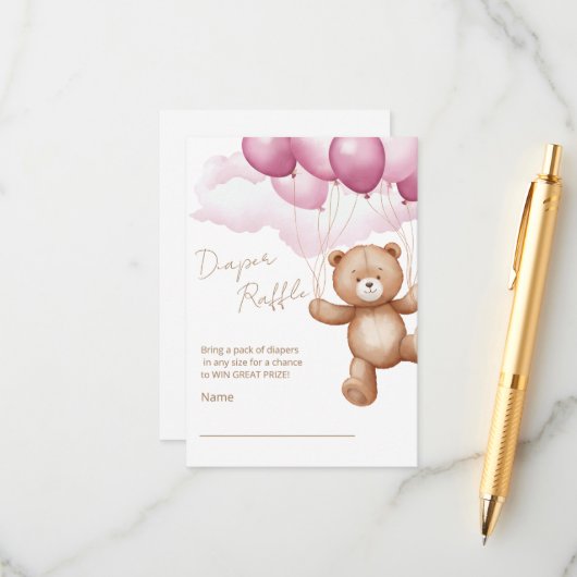 Luier Raffle Enclosure Kaart voor een baby shower. (Voorkant / Achterkant in situ)