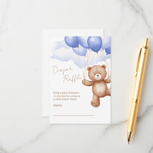 Luier Raffle Enclosure Kaart voor een baby shower. (Voorkant / Achterkant in situ)