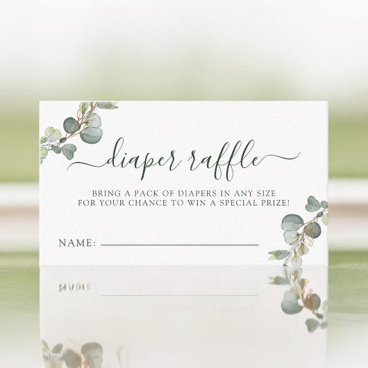 Luier Raffle Eucalyptus Boho Baby shower Informatiekaartje