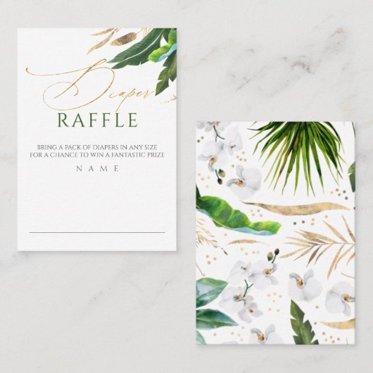 Luier Raffle Exotisch gebladerte Baby shower Visitekaartje (Voorkant / Achterkant)
