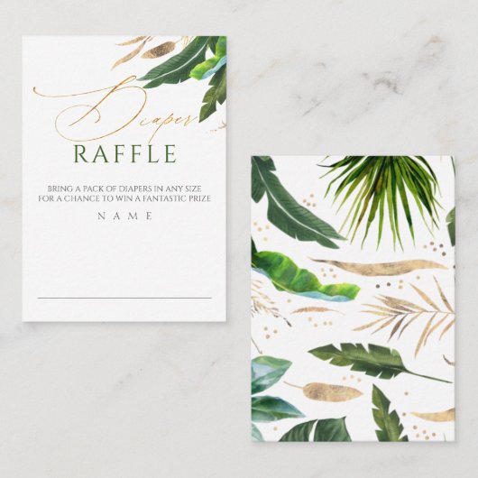 Luier Raffle Exotisch gebladerte Baby shower Visitekaartje (Voorkant / Achterkant)