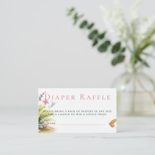 Luier Raffle Fairy Prinses Roze Meisje Baby shower Informatiekaartje (Staand voorkant)