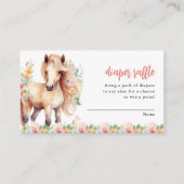 Luier Raffle Floral Horse Baby shower Informatiekaartje (Voorkant)