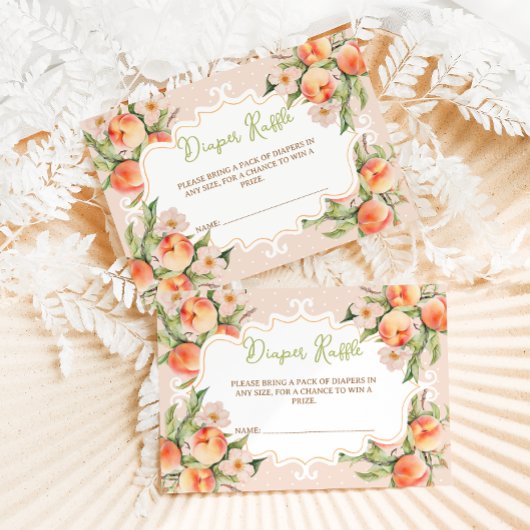 Luier Raffle Floral Peach Baby shower Informatiekaartje