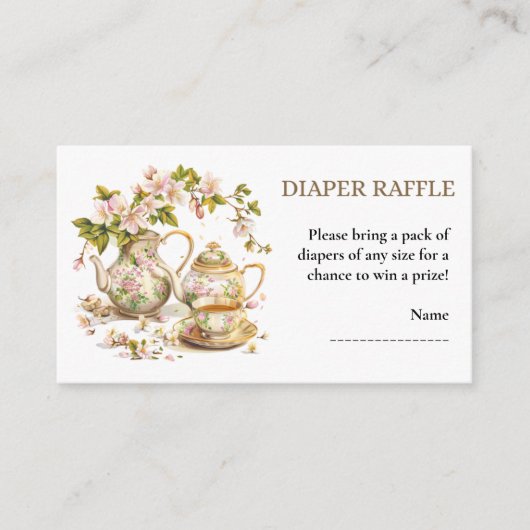 Luier Raffle Floral Spring Baby shower Informatiekaartje (Voorkant)