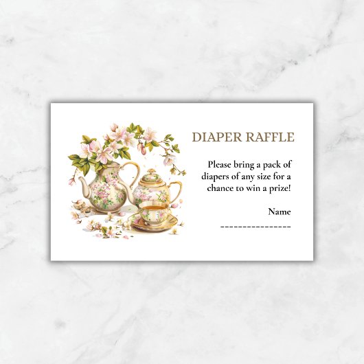 Luier Raffle Floral Spring Baby shower Informatiekaartje