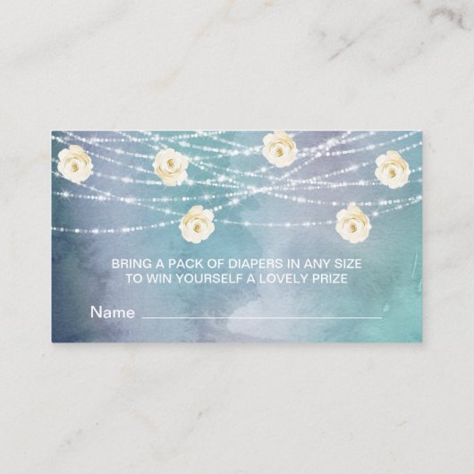 *~* Luier Raffle Flowers Lights Rozen Baby shower Informatiekaartje (Achterkant)