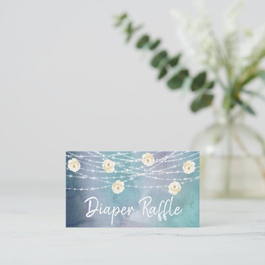 *~* Luier Raffle Flowers Lights Rozen Baby shower Informatiekaartje (Staand voorkant)