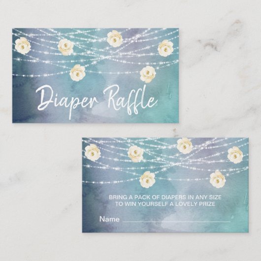 *~* Luier Raffle Flowers Lights Rozen Baby shower Informatiekaartje (Voorkant / Achterkant)