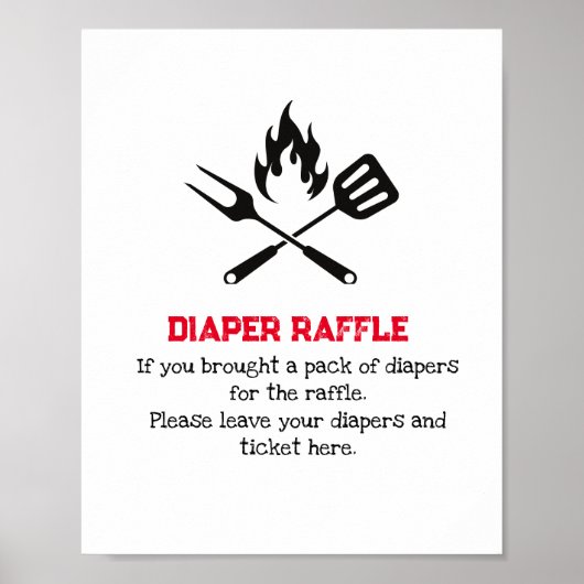 Luier Raffle Game BBQ Vork Lepel Baby shower Poster (Voorkant)