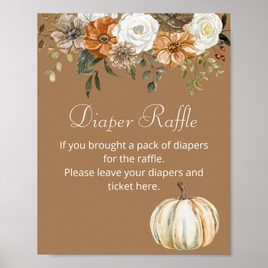 Luier Raffle Game Herfst Pompoen Rustiek Bruin Poster (Voorkant)