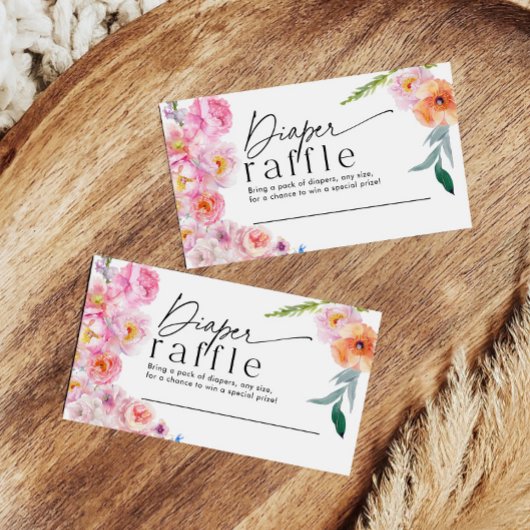 Luier Raffle Game Kaart | Floral Baby shower
