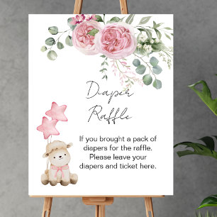 Luier Raffle Game Sweet Little Lamb Roze Rozen Poster