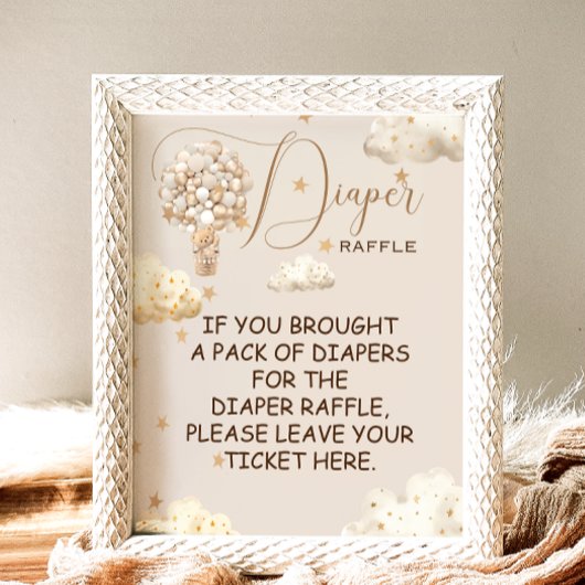 Luier Raffle Game Teddy Bear ballonnen ThemaSign Poster