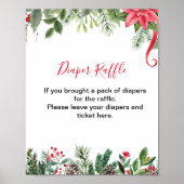 Luier Raffle Game Winter Rode Poinsettia Pinecones Poster (Voorkant)