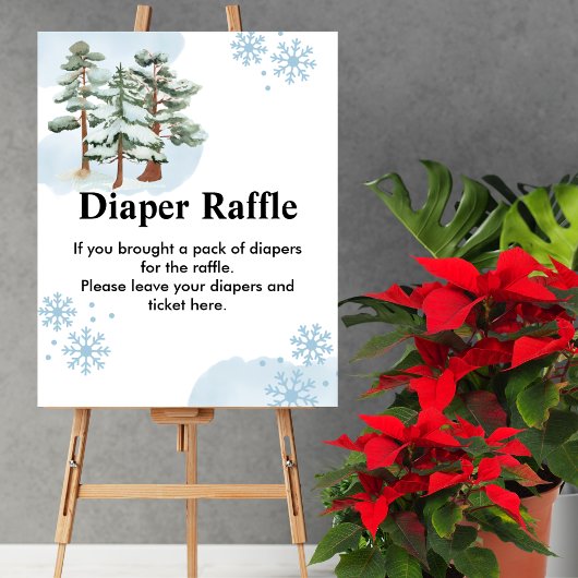 Luier Raffle Game Winter wonderland sneeuwvlok Poster