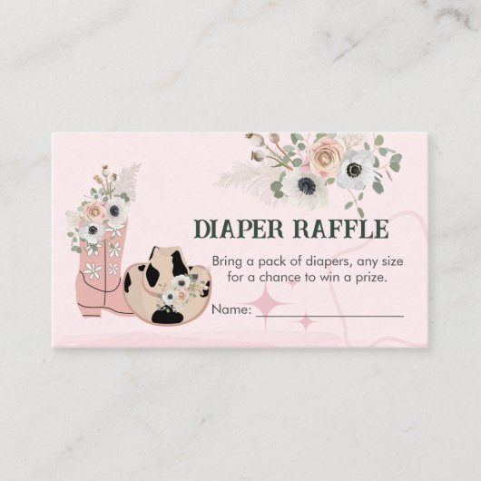 Luier Raffle Game Zadel Omhoog Western Cowgirl The Informatiekaartje (Voorkant)