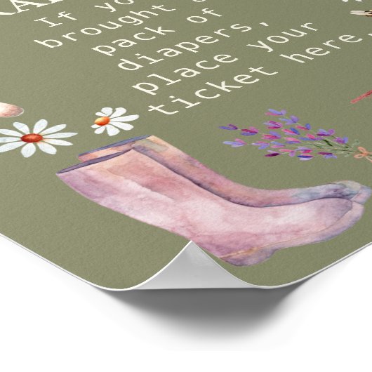 Luier Raffle Garden Baby shower Teken Poster (Hoek)
