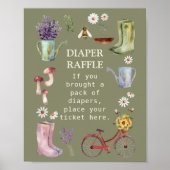 Luier Raffle Garden Baby shower Teken Poster (Voorkant)