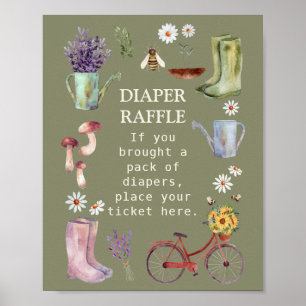 Luier Raffle Garden Baby shower Teken Poster