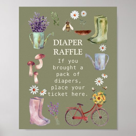Luier Raffle Garden Baby shower Teken Poster (Voorkant)