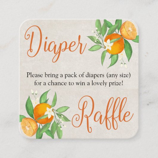 Luier Raffle Gedicht Citrus Sinaasappel Neutraal Informatiekaartje (Voorkant)