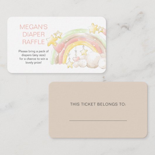Luier Raffle Gedicht Regenboog en Sterren Baby sho Informatiekaartje (Voorkant / Achterkant)