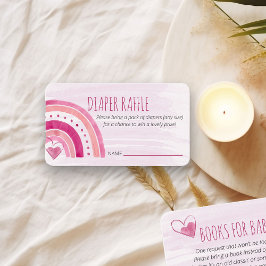 Luier Raffle Gedicht Roze Regenboog Baby shower Informatiekaartje