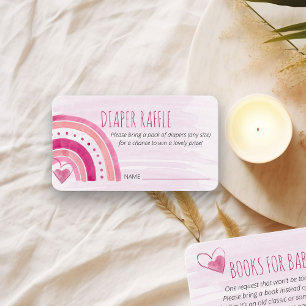 Luier Raffle Gedicht Roze Regenboog Baby shower Informatiekaartje