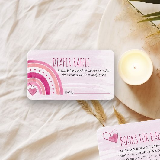 Luier Raffle Gedicht Roze Regenboog Baby shower Informatiekaartje