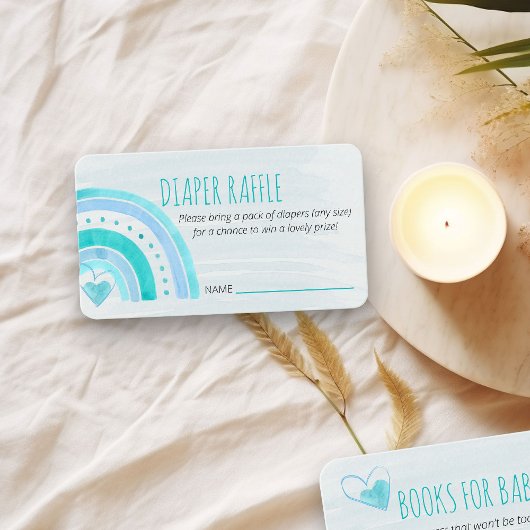 Luier Raffle Gedicht Turquoise Rainbow Baby shower Informatiekaartje