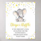 Luier Raffle Geel Stip Elephant Baby shower Poster (Voorkant)