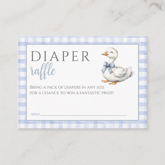 Luier Raffle Gekke Goose Blue Boy Baby shower Informatiekaartje (Voorkant)