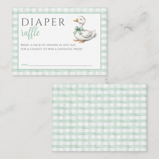 Luier Raffle Gekke Goose Neutraal Baby shower Informatiekaartje (Voorkant / Achterkant)