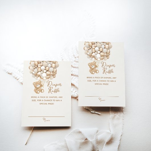 Luier Raffle Geslacht Neutraal Beer Baby shower Informatiekaartje