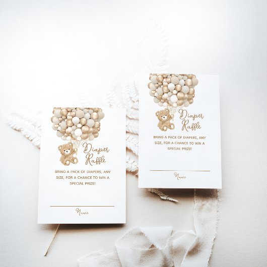 Luier Raffle Geslacht Neutraal Beer Baby shower Informatiekaartje