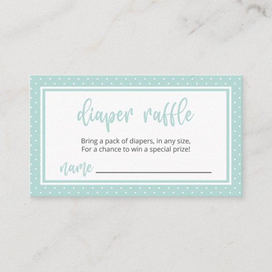 Luier Raffle Geslacht Neutraal Mint Groen BOHO Informatiekaartje (Voorkant)