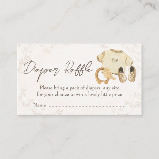 Luier Raffle Geslacht Neutraal Zoet Baby Kleding Informatiekaartje (Voorkant)