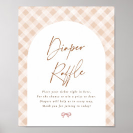Luier Raffle Gingham Cutie Pie Baby shower Sign Poster