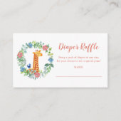Luier Raffle Giraffe Bloemen Krans Baby shower Informatiekaartje (Voorkant)