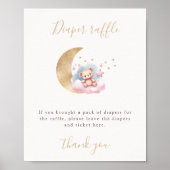 Luier Raffle Gold Moon Stars Baby shower teken Poster (Voorkant)